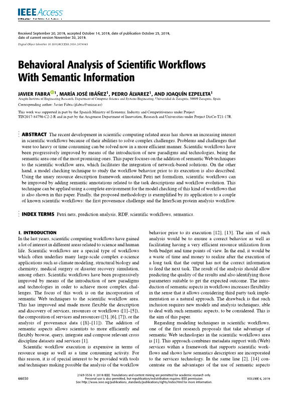 Behavioral analysis of scientific workflows with semantic information