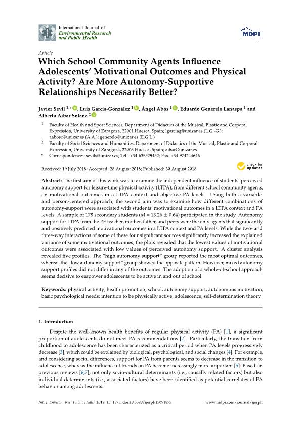 Which school community agents influence adolescents’ motivational outcomes and physical activity? Are more autonomy-supportive relationships necessarily better?