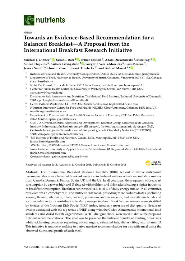 Towards an evidence-based recommendation for a balanced breakfast—A proposal from the international breakfast research initiative