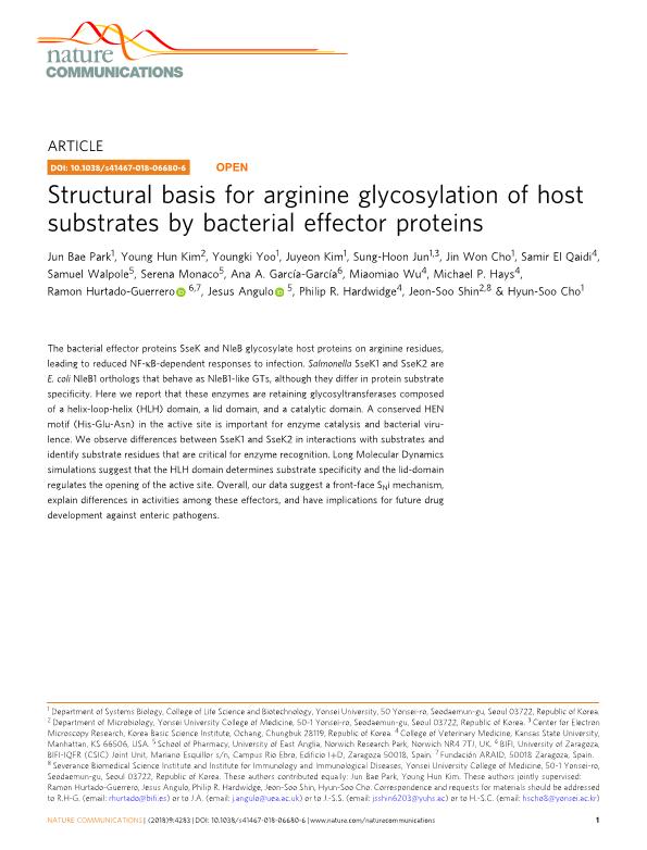 Structural basis for arginine glycosylation of host substrates by bacterial effector proteins