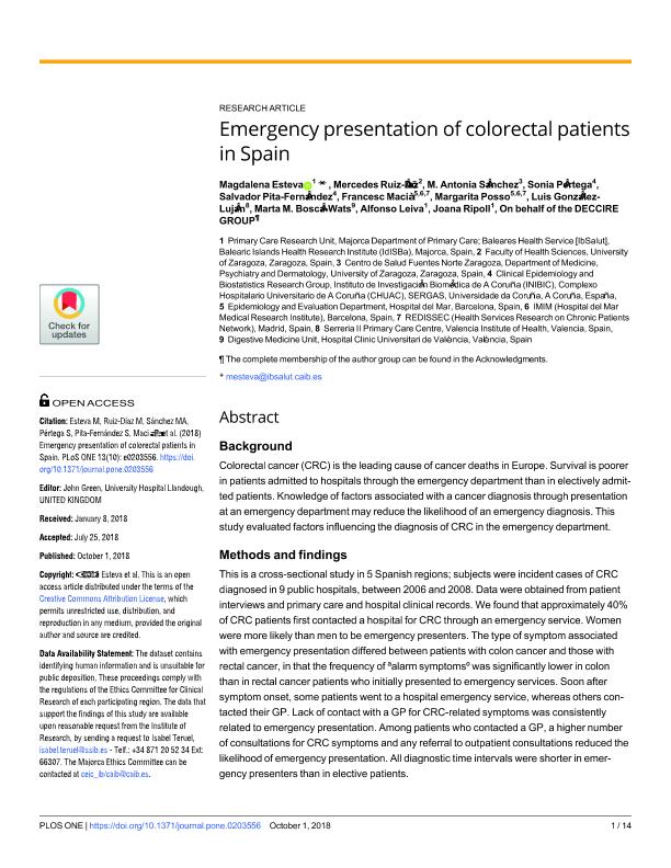 Emergency presentation of colorectal patients in Spain