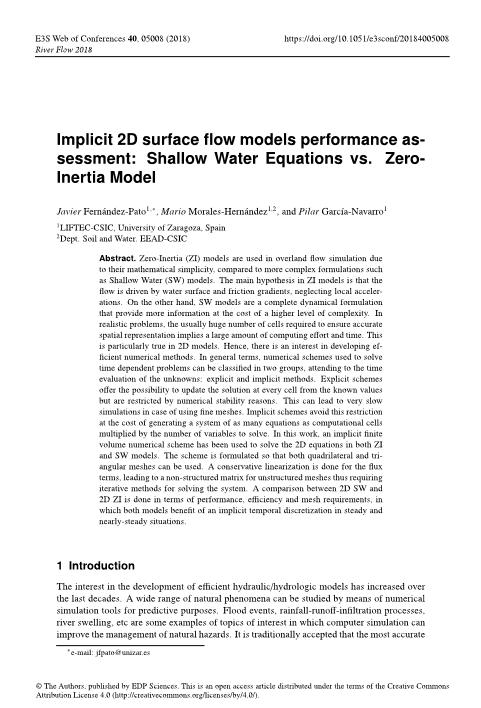 Implicit 2D surface flow models performance assessment: Shallow Water Equations vs. Zero-Inertia Model