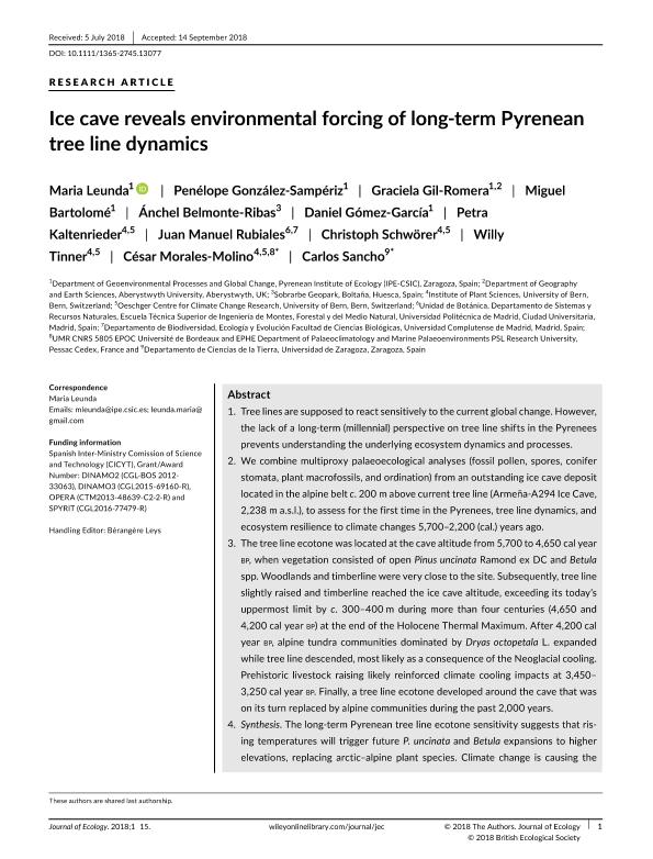 Ice cave reveals environmental forcing of long-term Pyrenean tree line dynamics