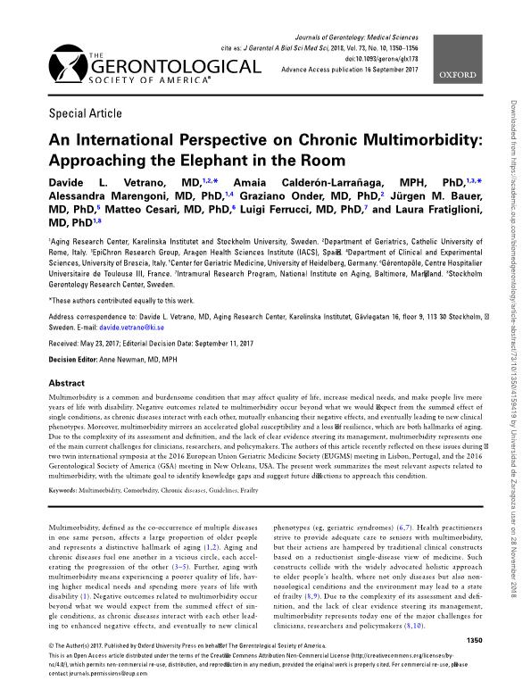 An International Perspective on Chronic Multimorbidity: Approaching the Elephant in the Room