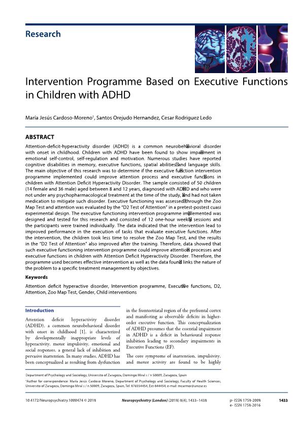 Intervention Programme Based on Executive Functions in Children with ADHD