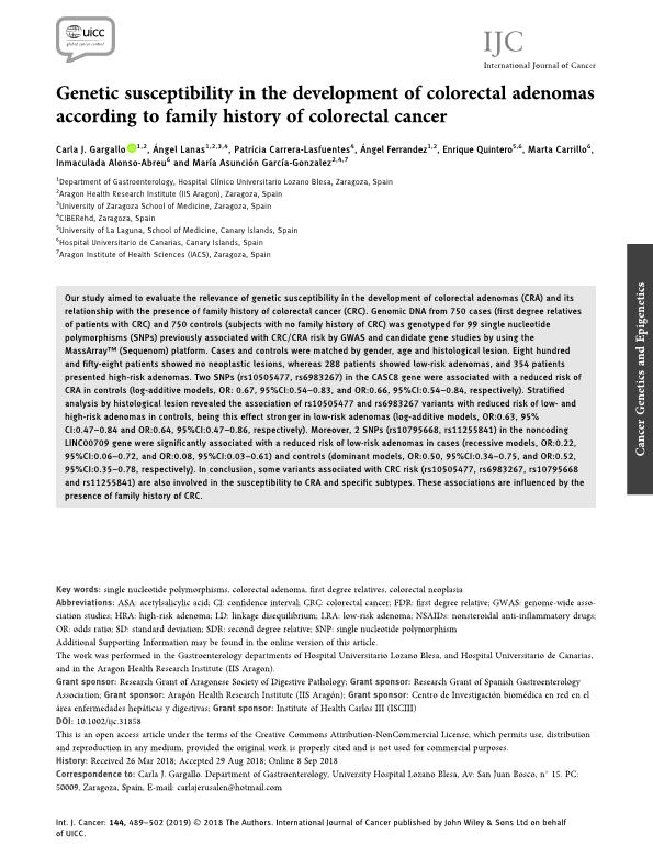 Genetic susceptibility in the development of colorectal adenomas according to family history of colorectal cancer