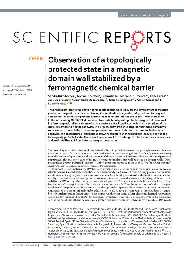 Observation of a topologically protected state in a magnetic domain wall stabilized by a ferromagnetic chemical barrier