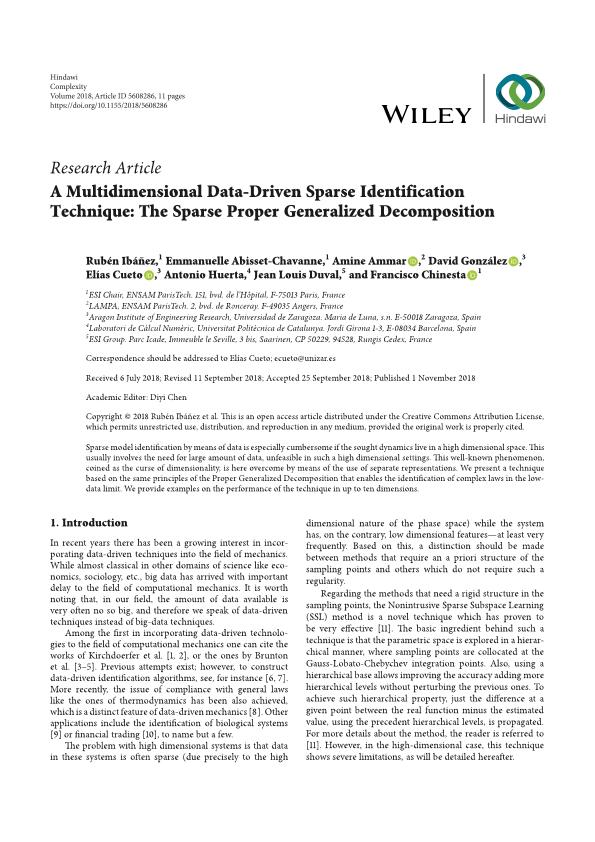 A Multidimensional Data-Driven Sparse Identification Technique: The Sparse Proper Generalized Decomposition