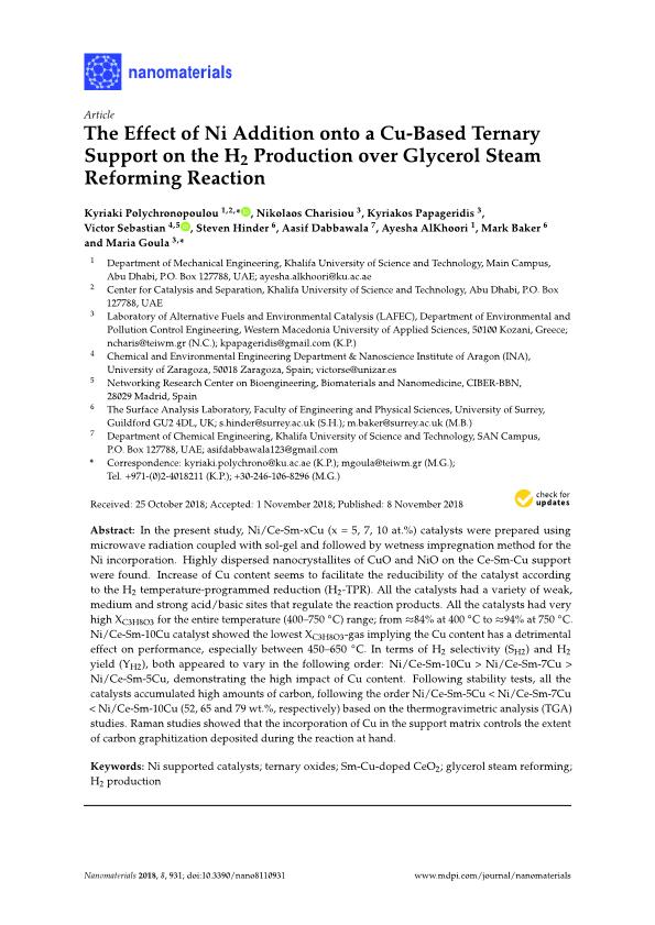 The effect of Ni addition onto a Cu-based ternary support on the H2 production over glycerol steam reforming reaction
