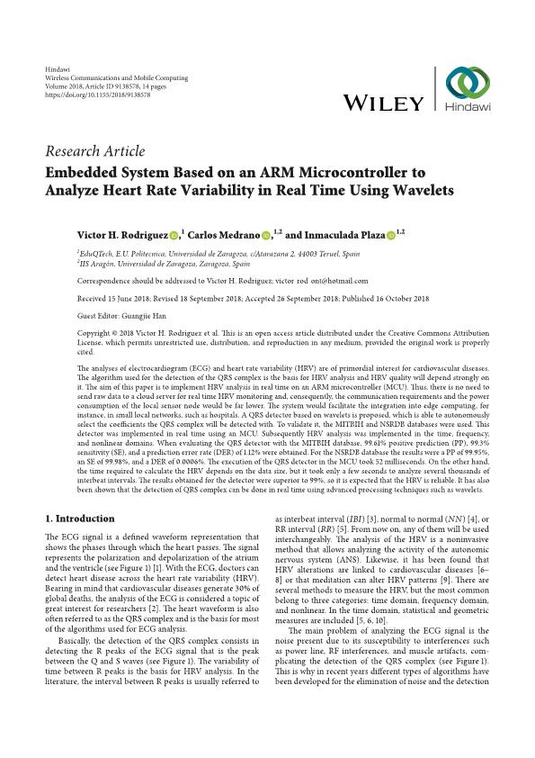 Embedded System Based on an ARM Microcontroller to Analyze Heart Rate Variability in Real Time Using Wavelets