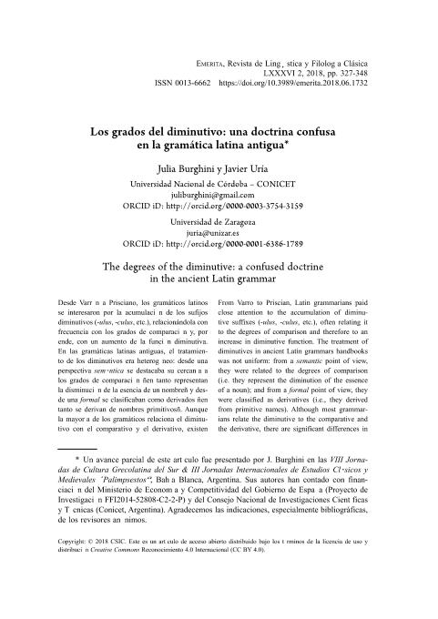 Los grados del diminutivo: una doctrina confusa en la gramática latina antigua