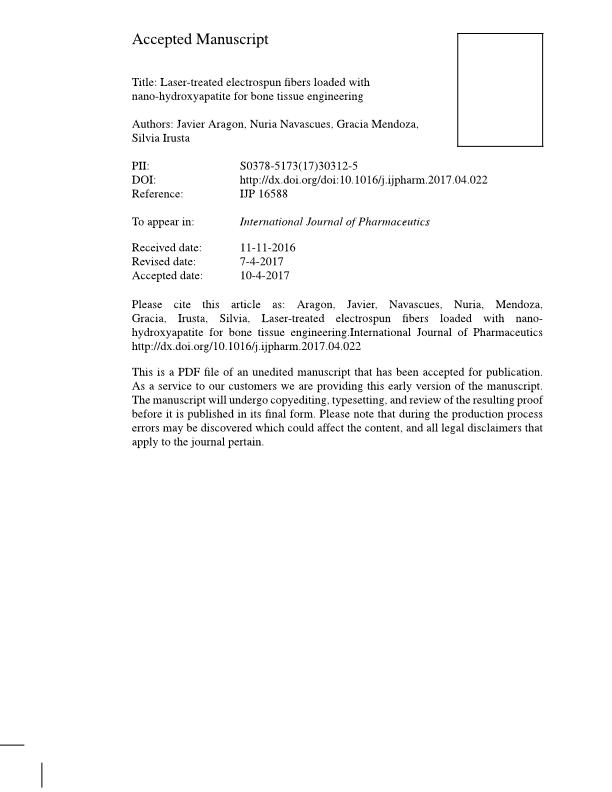 Laser-treated electrospun fibers loaded with nano-hydroxyapatite for bone tissue engineering