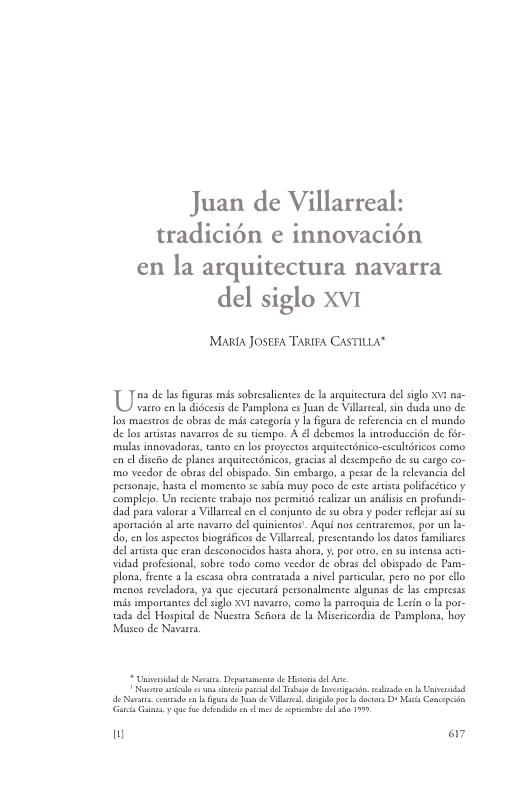 Juan de Villarreal: tradición e innovación en la arquitectura navarra del siglo XVI