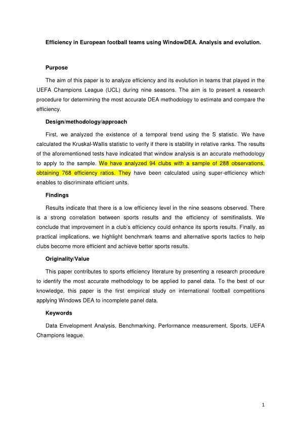 Efficiency in European football teams using WindowDEA: analysis and evolution