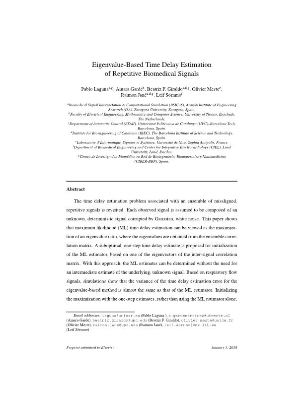 Eigenvalue-based time delay estimation of repetitive biomedical signals