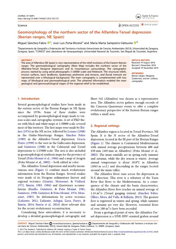 Geomorphology of the northern sector of the Alfambra-Teruel depression (Iberian ranges, NE Spain)