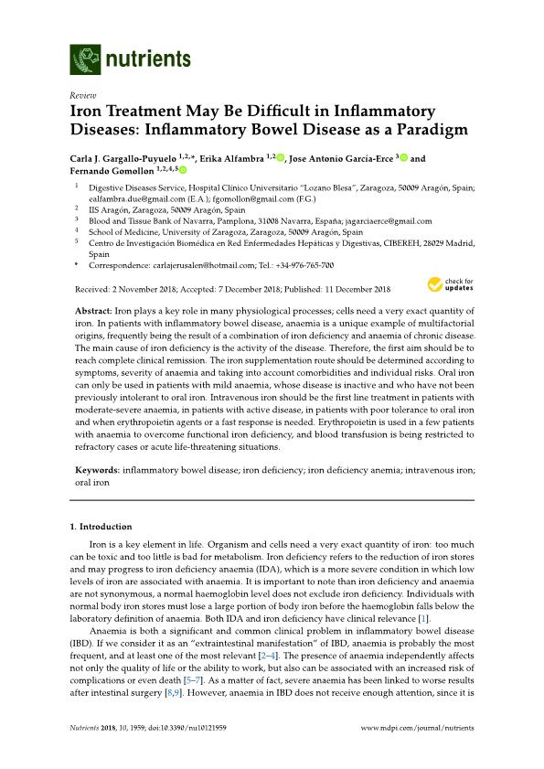 Iron treatment may be difficult in inflammatory diseases: Inflammatory bowel disease as a paradigm