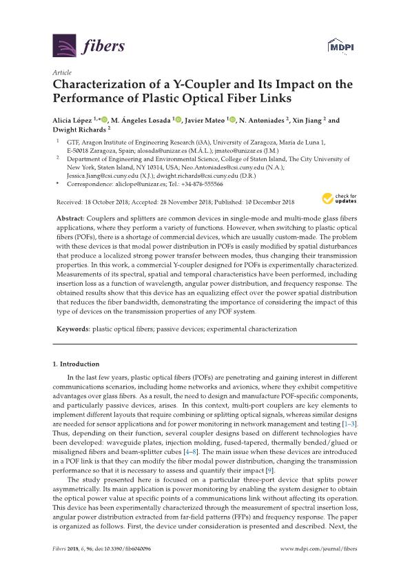 Characterization of a Y-coupler and its impact on the performance of plastic optical fiber links