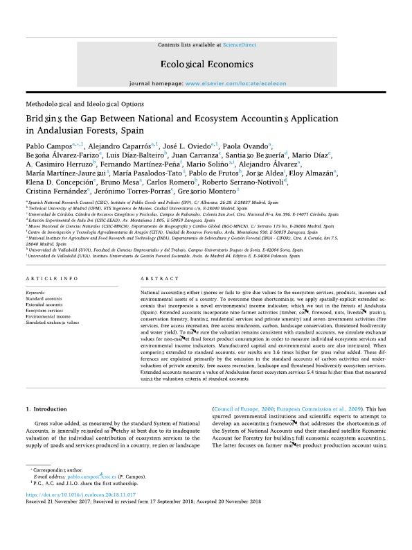 Bridging the Gap Between National and Ecosystem Accounting Application in Andalusian Forests, Spain