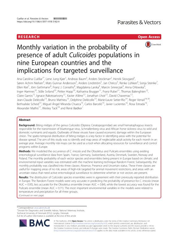 Monthly variation in the probability of presence of adult Culicoides populations in nine European countries and the implications for targeted surveillance