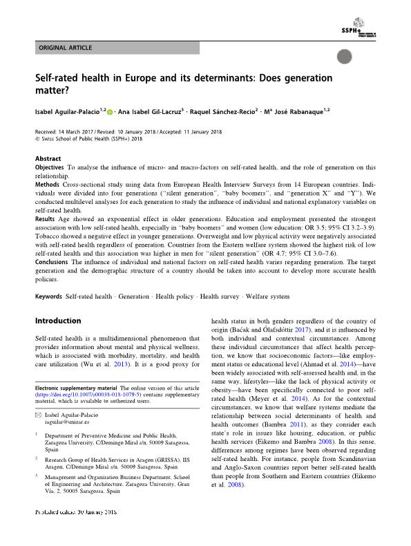 Self-rated health in Europe and its determinants: Does generation matter?