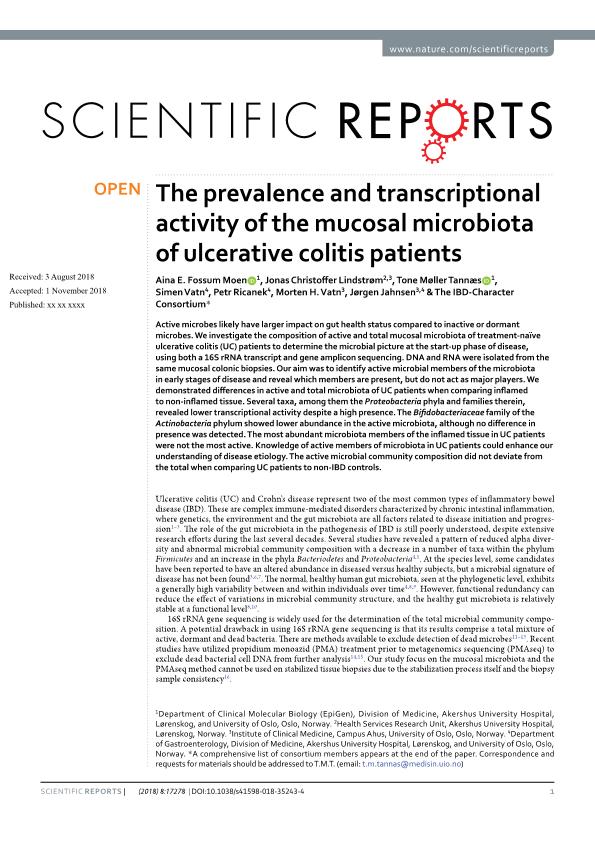 The prevalence and transcriptional activity of the mucosal microbiota of ulcerative colitis patients