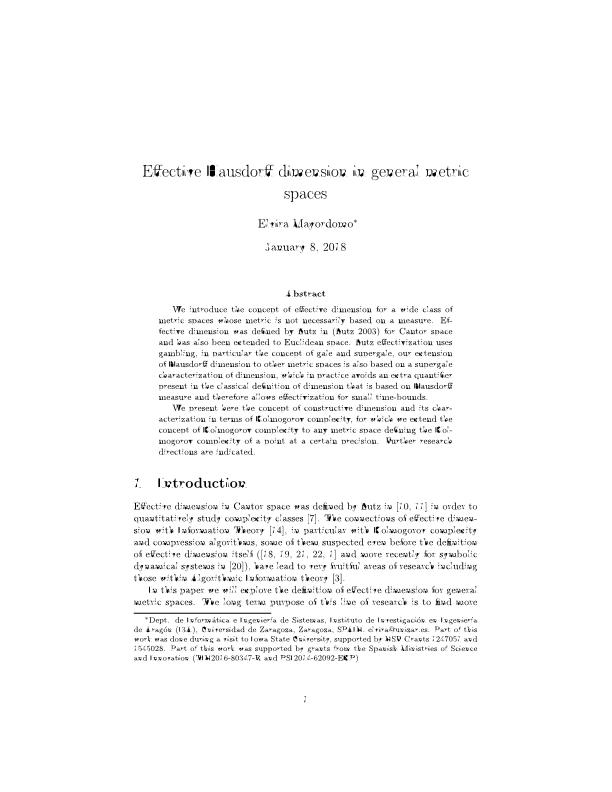 Effective Hausdorff Dimension in General Metric Spaces