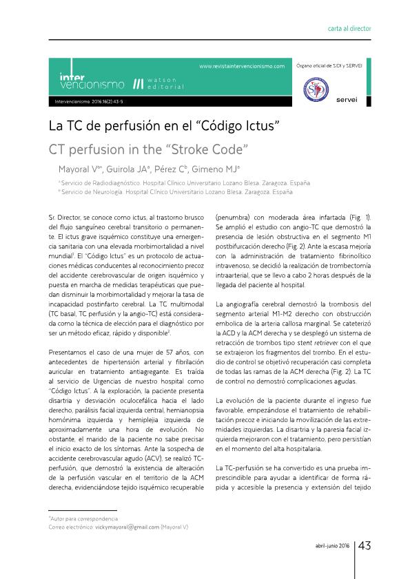 La TC de perfusión en el “Código Ictus”