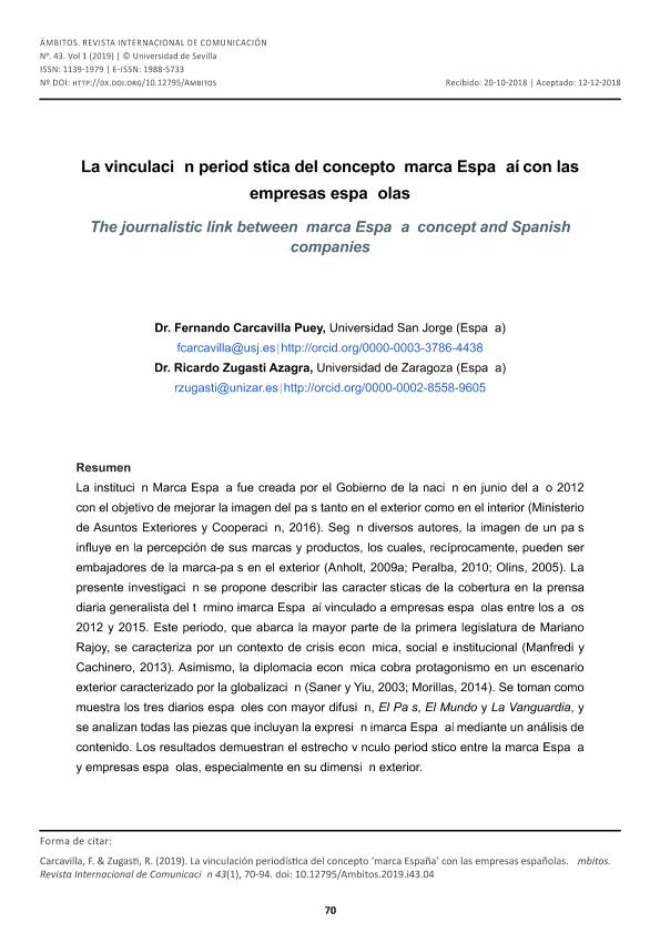 La vinculación periodística del concepto ‘marca España’ con las empresas españolas