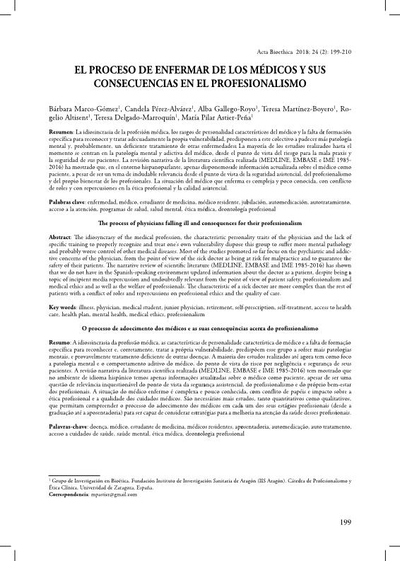 El proceso de enfermar de los médicos y sus consecuencias en el profesionalismo