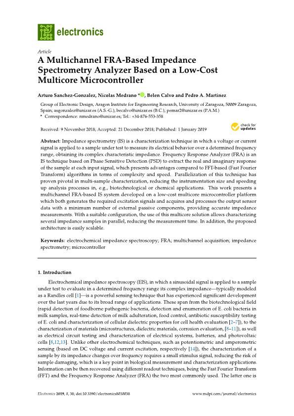 A multichannel FRA-based impedance spectrometry analyzer based on a low-cost multicore microcontroller