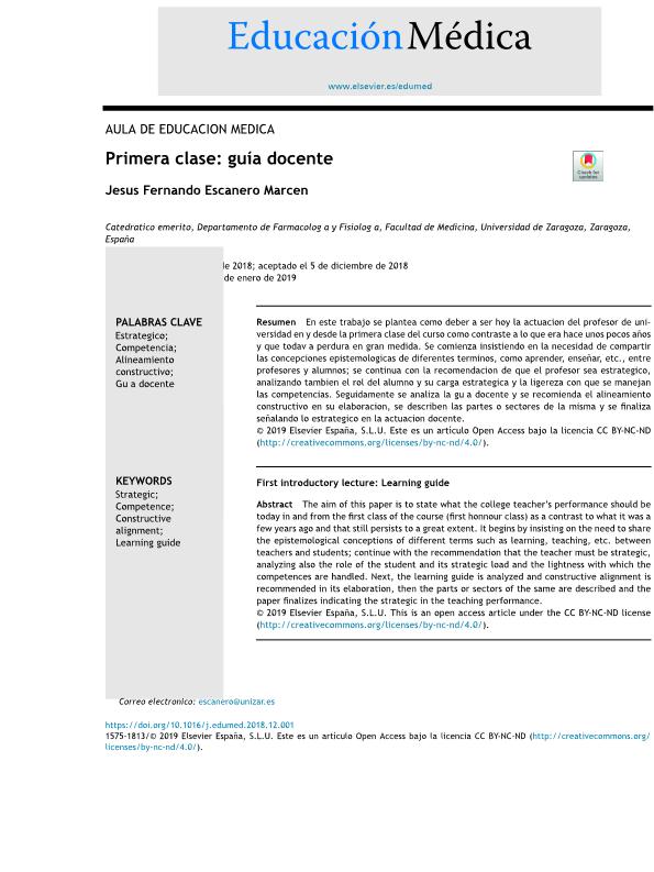 Primera clase: guía docente