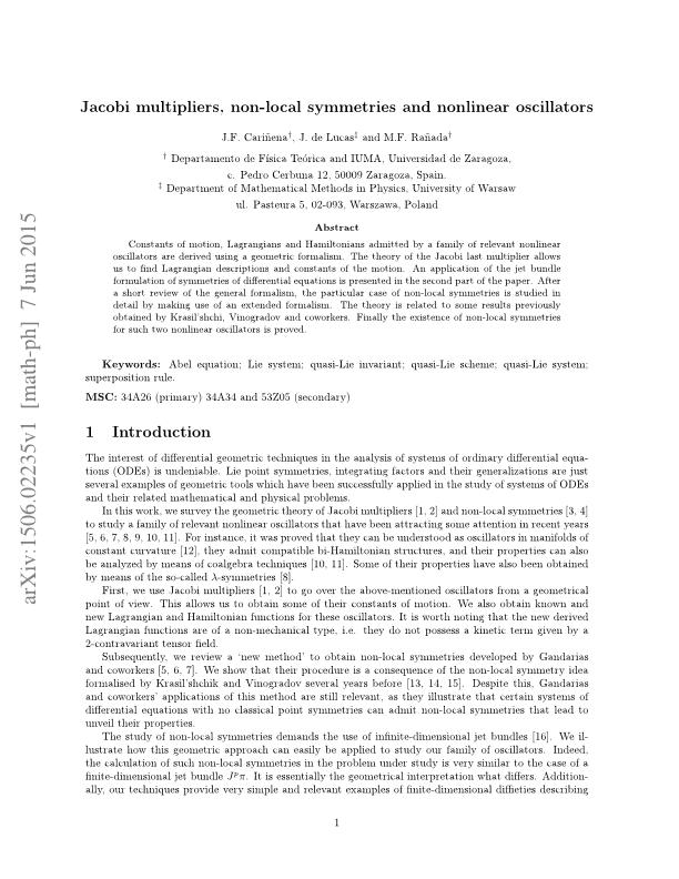 Jacobi multipliers, non-local symmetries, and nonlinear oscillators