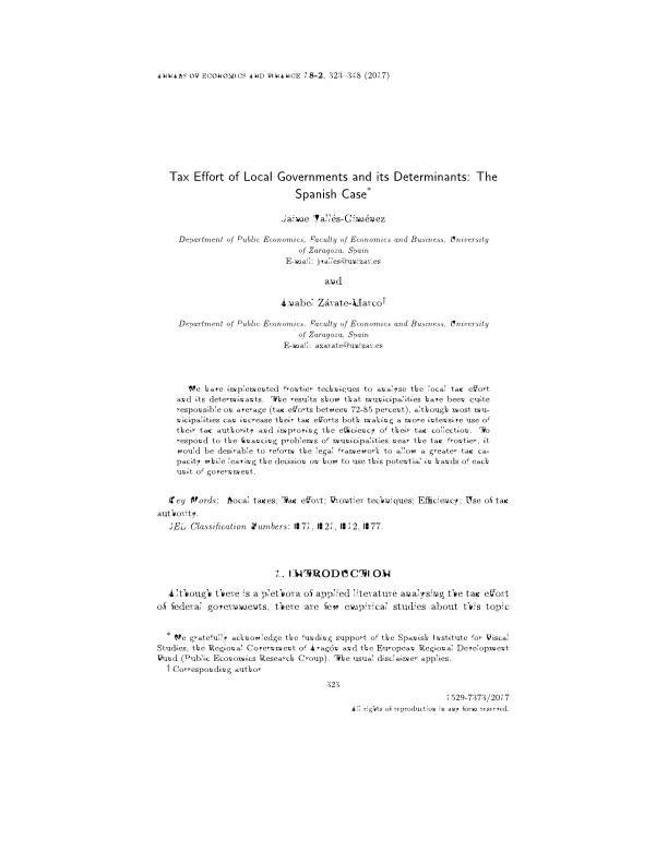 Tax effort of local governments and its determinants: The Spanish case
