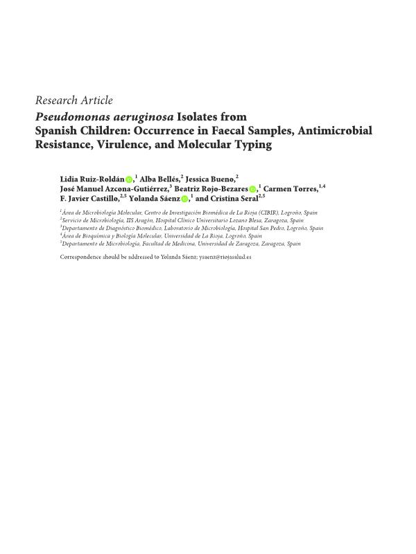 Pseudomonas aeruginosa Isolates from Spanish Children: Occurrence in Faecal Samples, Antimicrobial Resistance, Virulence, and Molecular Typing