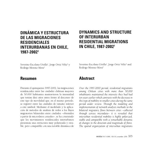 Dinámica y estructura de las migraciones residenciales interurbanas en Chile, 1987-2002