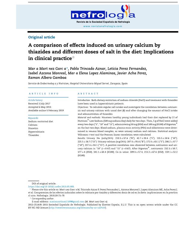 A comparison of effects induced on urinary calcium by thiazides and different doses of salt in the diet: Implications in clinical practice