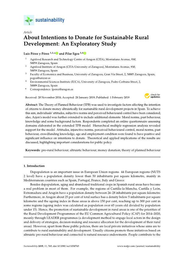 About intentions to donate for sustainable rural development: An exploratory study