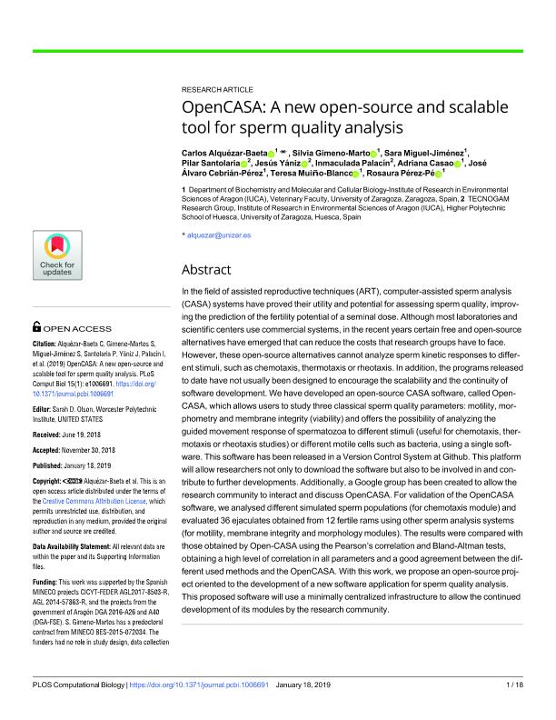 OpenCASA: A new open-source and scalable tool for sperm quality analysis