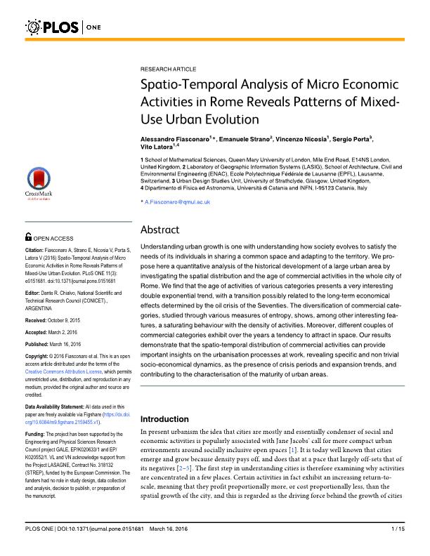 Spatio-temporal analysis of micro economic activities in Rome reveals patterns of mixed-use urban evolution