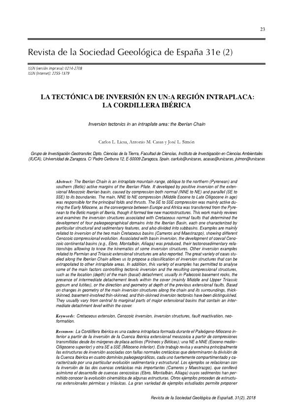 La tectónica de inversión en una región intraplaca: la Cordillera Ibérica