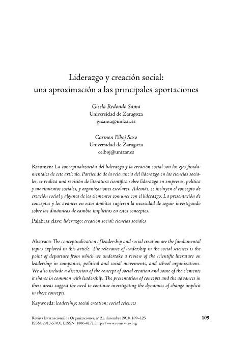 Liderazgo y creación social: una aproximación a las principales aportaciones