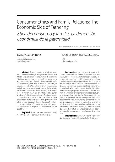 Consumer Ethics and Family Relations: The Economic Side of Fathering