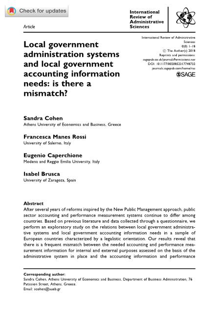 Local government administration systems and local government accounting information needs: is there a mismatch?