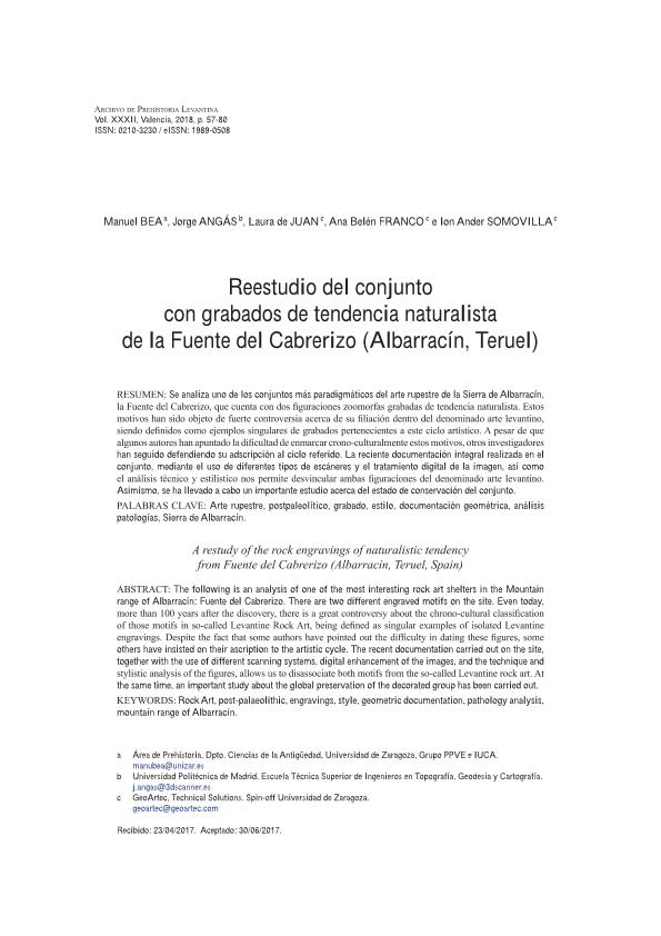 Reestudio del conjunto con grabados de tendencia naturalista de la Fuente del Cabrerizo (Albarracín, Teruel)