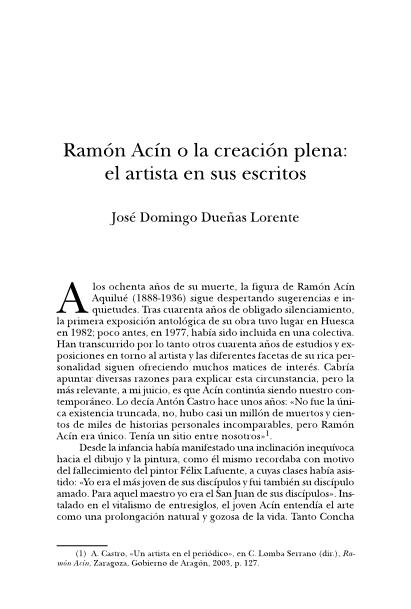 Ramón Acín o la creación plena: el artista en sus escritos