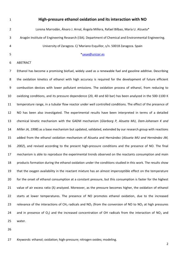 High-pressure ethanol oxidation and its interaction with NO