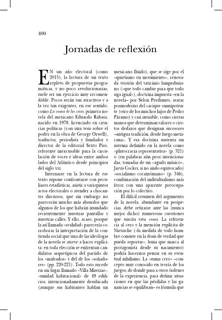 La suma de los ceros. Eduardo Rabasa
