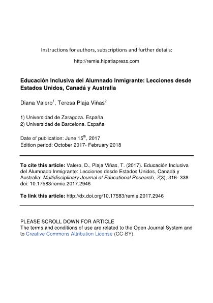 Educación Inclusiva del Alumnado Inmigrante: Lecciones desde Estados Unidos, Canadá y Australia