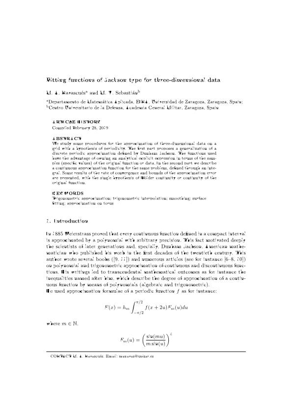 Fitting functions of Jackson type for three-dimensional data